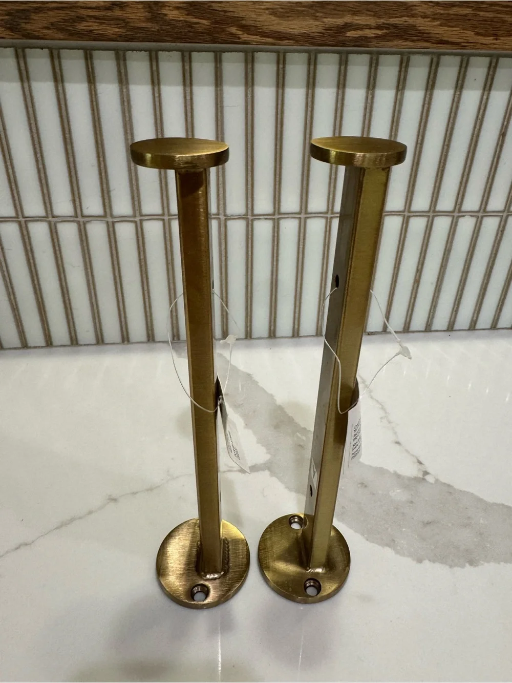 NWT Crate and Barrel Brass Riggs Dot Wall Shelf Bracket Set